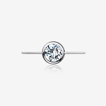 Implant Grade Titanium OneFit Threadless Bezel Set Sparkle Gem Connector Bridge Part-Clear Gem